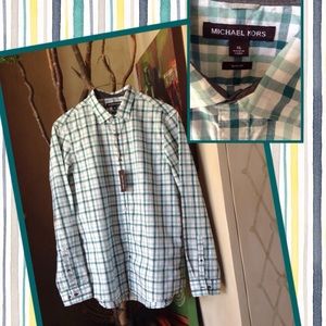 Michael Kors Teal Plaid Shirt